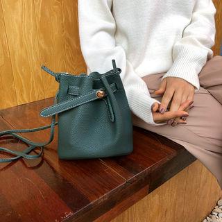 Bucked-detail Bucket Bag With Strap
