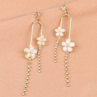 Flower Rhinestone Fringed Earring