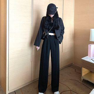 Set: Cropped Blazer + Cropped T-shirt + Dress Pants