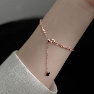 Heart Sterling Silver Bracelet 1 Piece - S925 Silver - Rose Gold - One Size