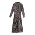 Long-sleeve Floral Print Wrap Maxi Dress