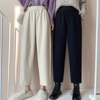 Corduroy High-waist Tapered Cropped Pants