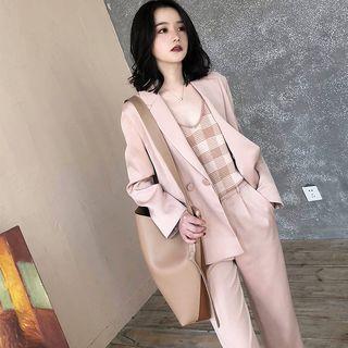 V-neck Plaid Knitted Camisole Top