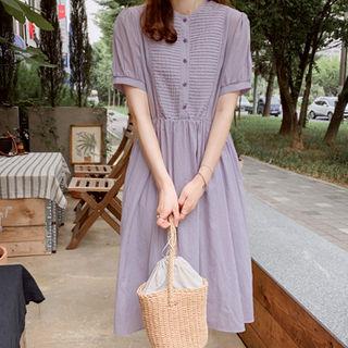 Pintuck-panel A-line Dress