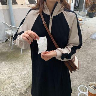 Two-tone Half-zip Pullover Dress