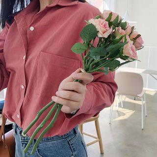 Loose-fit Cotton Shirt In Dark Pink Dark Pink - One Size