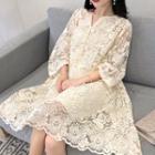 See-through Mesh Embroidered Loose-fit Lace Dress