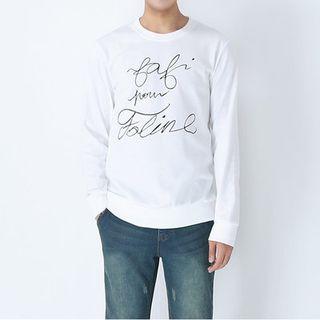 Crew-neck Lettering Cotton Sweatshirt