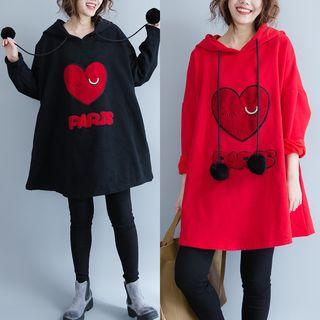 Heart Applique Long Hoodie