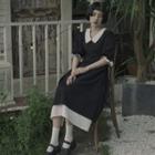 V-neck Short-sleeve A-lie Dress