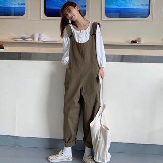 Balloon-sleeve Blouse / Wide-leg Jumper Pants