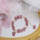Faux Crystal Bracelet Pink & Gold - One Size