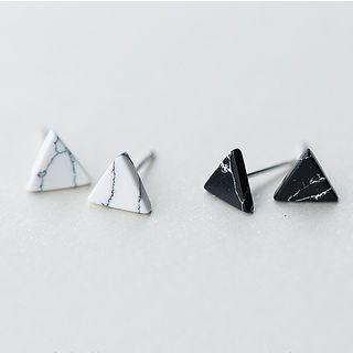 925 Sterling Silver Marble Triangle Stud Earrings