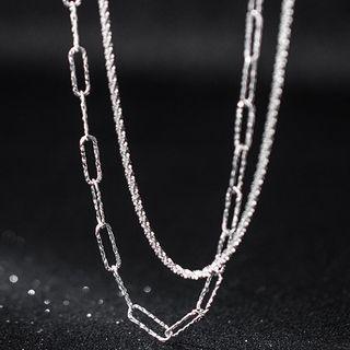 Layered Necklace S925 Silver - Silver - One Size