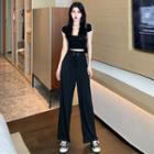 Cap-sleeve T-shirt / Straight-fit Pants