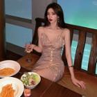 Spaghetti Strap Holographic Mini Bodycon Dress