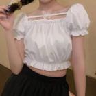 Puff Sleeve Square-neck Crop Top