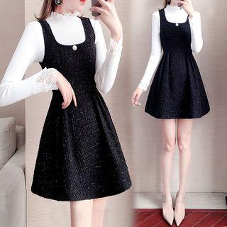 Set: Woolen Jumper Dress + Knit Top / Woolen Jumper Dress