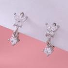 Butterfly Rhinestone Sterling Silver Dangle Earring 1 Pair - Butterfly Earrings - Silver - One Size