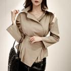 Buckled-waist Wrap Blouse