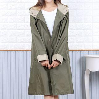 Contrast Trim Hooded Raincoat