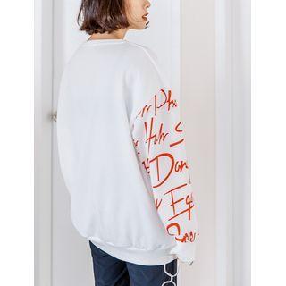 Cutout Letter-sleeve Oversized Sweatshirt
