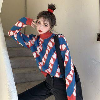 Jacquard Sweater Red & Blue & White - One Size