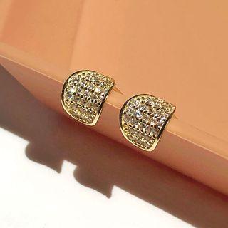 Geometry Rhinestone Stud Earring 1 Pair - Gold - One Size