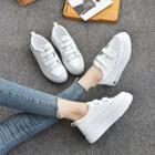 Faux-leather Velcro Lettering Sneakers