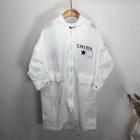 Lettering 3/4 Sleeve Hooded Long Jacket