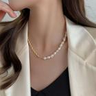 Freshwater Pearl Alloy Necklace White Freshwater Pearl - Gold - One Size