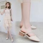 Faux Leather Mid-heel Sandals
