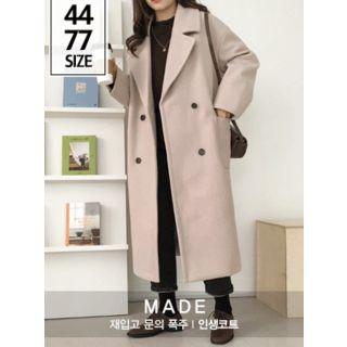 Double-breasted Dual-pocket Long Coat
