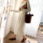 Maxi Cable Knit Dress With Sash Ivory - One Size