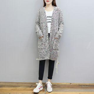 Lace-up Long Knit Cardigan