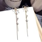 Alloy Bow Faux Crystal Fringed Earring 1 Pair - Silver Stud - Gold - One Size