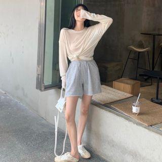 Long-sleeve Tied T-shirt