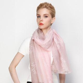 Gradient Embroidery Silk Scarf