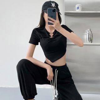 Heart-accent Slim-fit Crop T-shirt