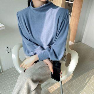 Mock-neck Bishop-sleeve Top