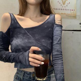Long-sleeve Tie Dye T-shirt Tie Dye T-shirt - Dark Blue - One Size