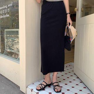 Slit-side H-line Long Skirt Black - One Size
