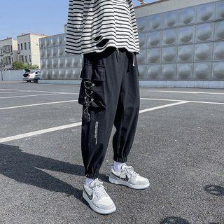 Lace-up Lettering Print Jogger Pants