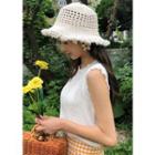 Fringed Open-knit Sun Hat