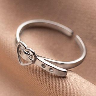Heart Belt Sterling Silver Ring Silver - One Size