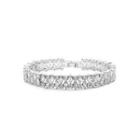 Fashion And Elegant Geometric Bracelet With Cubic Zirconia 19cm Silver - One Size