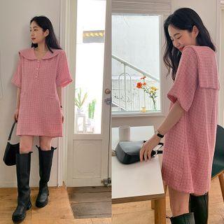Sailor-collar Tweed Minidress