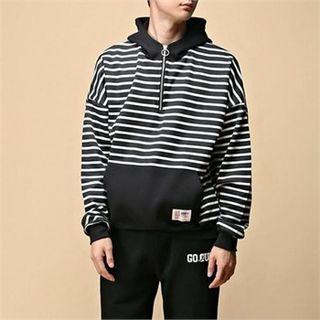 Color-block Stripe Hoodie T-shirt