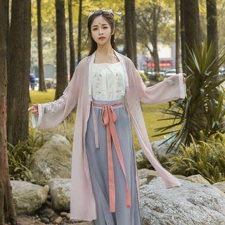 Long-sleeve Hanfu Top / Camisole / Wide Leg Pants / Set