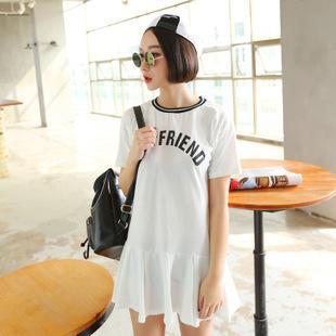 Short-sleeve Lettering A-line Dress